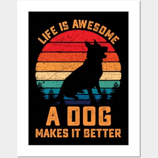 Life Is Awesome A Dog Makes It Better Vintage Posters and Art